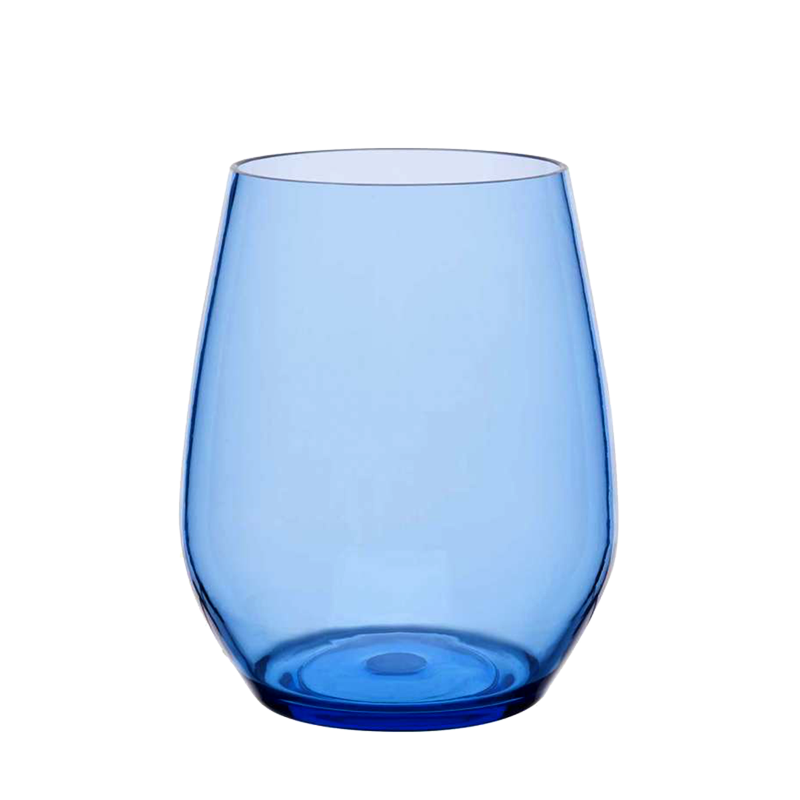 Stemless blue aqua