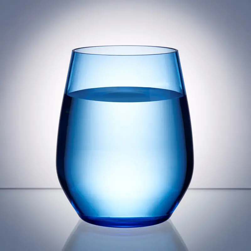 Stemless blue aqua