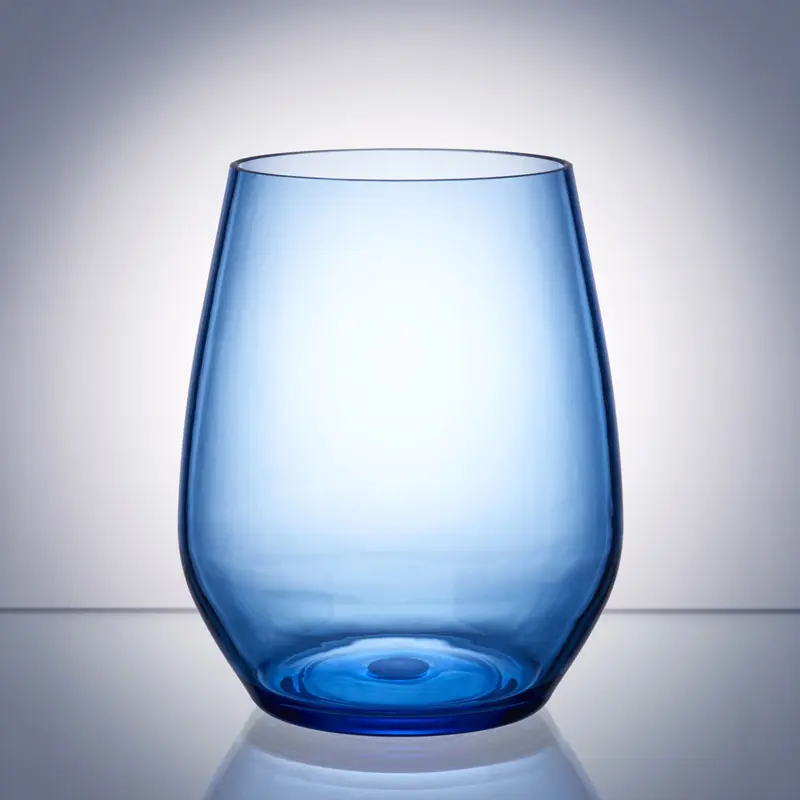 Stemless blue aqua
